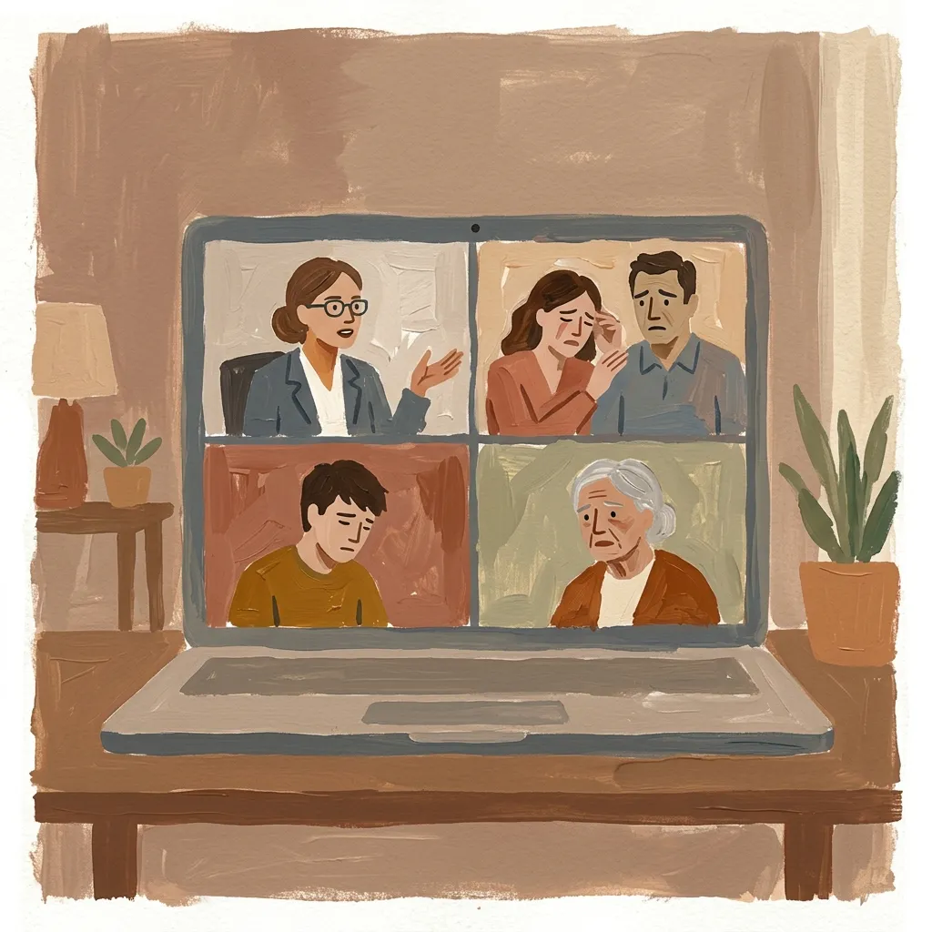 Online aile dizimi seansını sembolize eden soyut resim